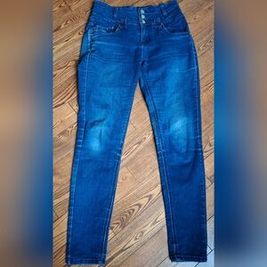Women's High-Waist Dark Blue Skinny Jeans